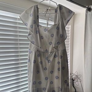 Club Monaco White and Blue Patterned Mini Dress